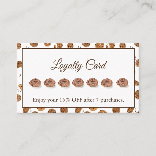 Waterverf Chocolade Chips Cookie Loyalty Kaart (Voorkant)