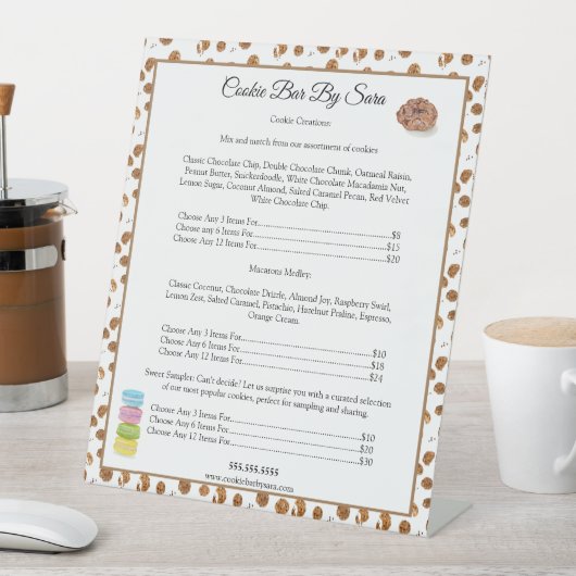 Waterverf Chocolade Chips Cookies Bakery Reclamebord Met Voetstuk