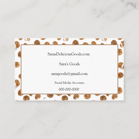 Waterverf Chocolade Chips Cookies Bakery Visitekaartje (Achterkant)
