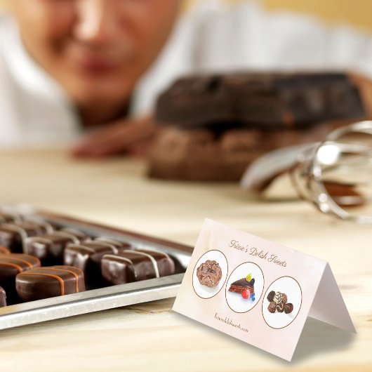 Waterverf Chocolade Desserts Bakery Business Car Visitekaartje