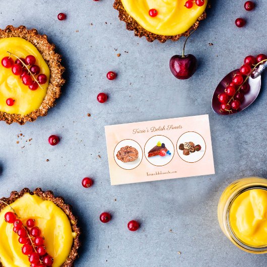 Waterverf chocolade-desserts bakkerij visitekaartje