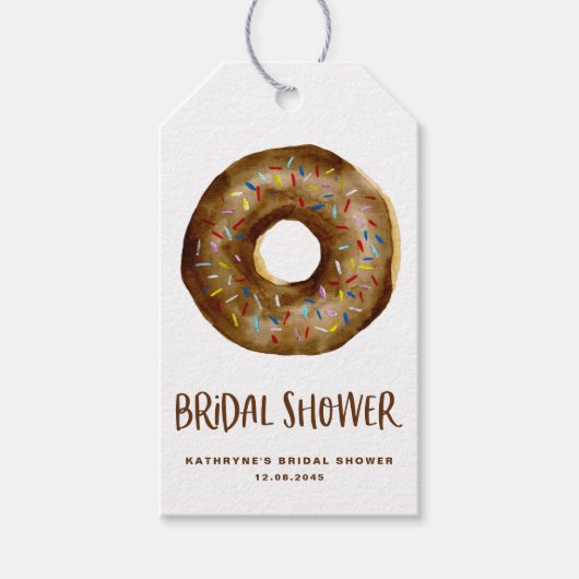 Waterverf Chocolade Donut Bruiloftsborrel Dank Je Cadeaulabel (Voorkant)