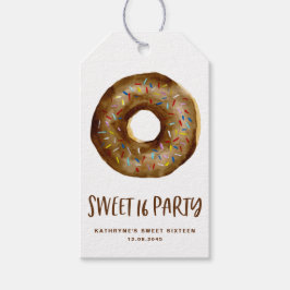 Waterverf Chocolade Donut Sweet Sixteen Dank u Cadeaulabel