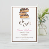 Waterverf Chocolade Donuts Baby shower Kaart (Staand voorkant)