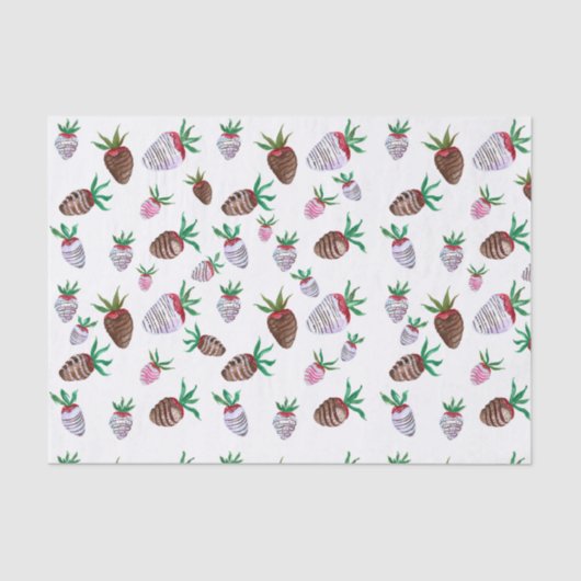 Waterverf Chocolade gedekte aardbeien Tissuepapier (Voorkant)