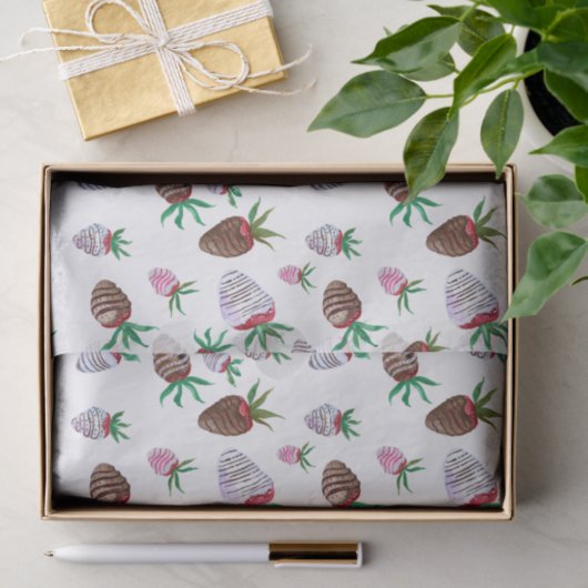 Waterverf Chocolade gedekte aardbeien Tissuepapier (Geschenk)