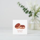 Waterverf Chocolade Geglazuurde Donuts Vierkante Visitekaartje (Staand voorkant)