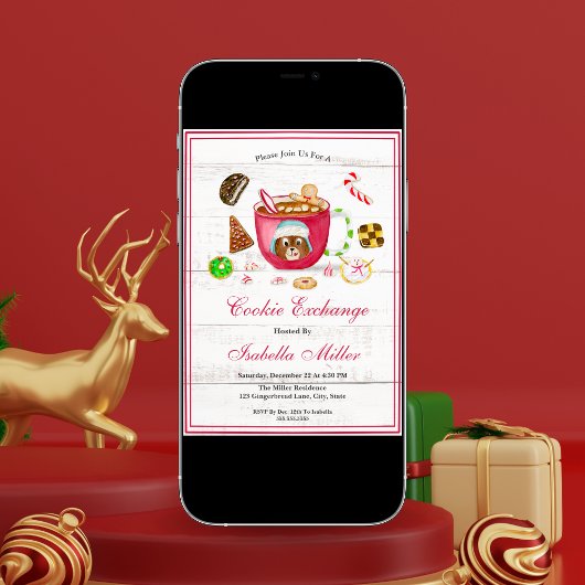 Waterverf Chocolade Gingerbread Cookie Exchange Kaart