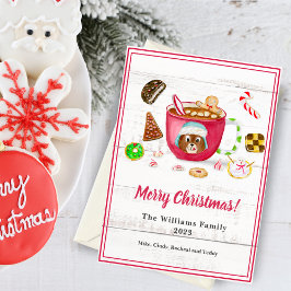 Waterverf Chocolade Gingerbread Cookie Vakantie Feestdagenkaart