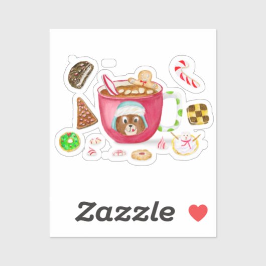 Waterverf Chocolade Gingerbread Cookies Vakantie Sticker (Vel)