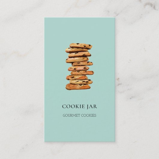 Waterverf Chocolade koekwinkel Teal  Visitekaartje (Voorkant)