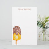 Waterverf Chocolade Popsiche Gepersonaliseerd Briefpapier (Staand voorkant)