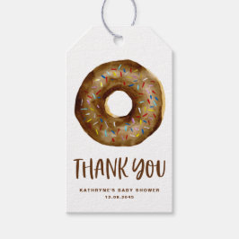 Waterverf Chocolade Sprinkle Donut Dank u Cadeaulabel