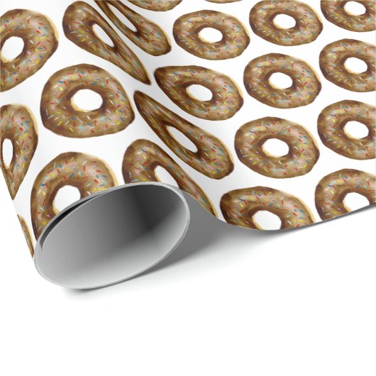 Waterverf Chocolade Sprinkle Donuts Pattern Cadeaupapier (Rol Hoek)