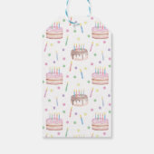 Waterverf Chocolade Verjaardagstaart & Confetti Cadeaulabel (Achterkant)