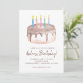 Waterverf Chocolade Verjaardagstaart Party Kaart (Staand voorkant)