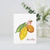 Waterverf chocoladeboomfruit briefkaart (Staand voorkant)