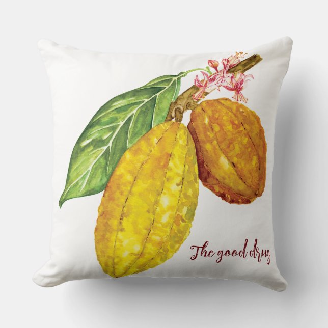 Waterverf chocoladeboomfruit kussen (Voorkant)
