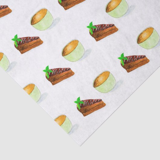 Waterverf Chocoladekoekje met beker koffie Tissuepapier (Detail)