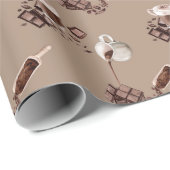 Waterverf chocoladepatroon cadeaupapier (Rol Hoek)