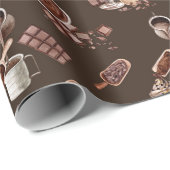 Waterverf chocoladepatroon cadeaupapier (Rol Hoek)