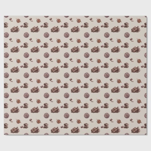 Waterverf chocoladepatroon cadeaupapier (Vlak)