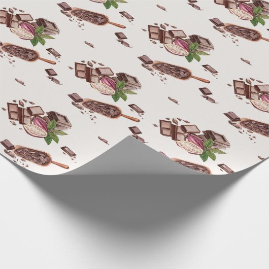 Waterverf chocoladepatroon cadeaupapier (Hoek)