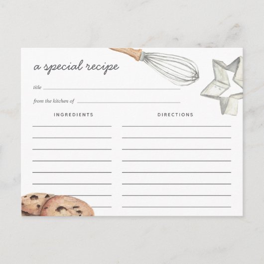 Waterverf Chocolate Chip Cookie Recipe Kaart (Voorkant)