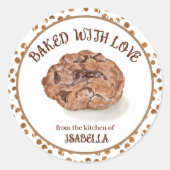 Waterverf Chocolate Chip Cookies met liefde Ronde Sticker (Voorkant)