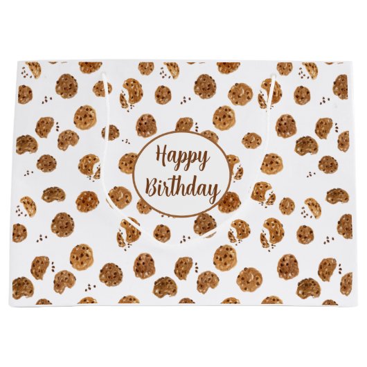 Waterverf Chocolate Chip Cookies Patroon Groot Cadeauzakje (Voorkant)