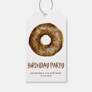 Waterverf Chocolate Donut Verjaardag Dank u Cadeaulabel