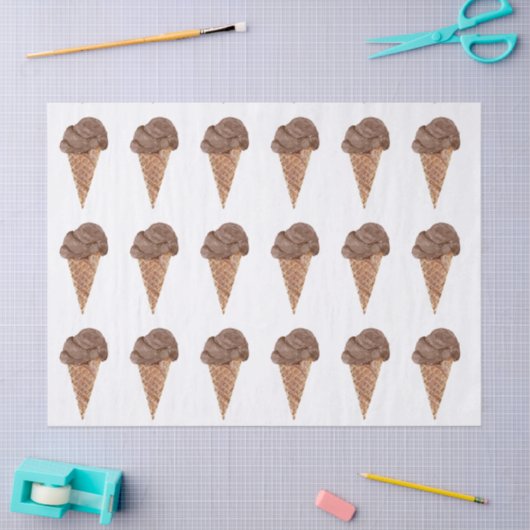 Waterverf Chocolate Ice Cream Patroon Tissuepapier (Craft)