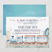 Waterverf Choo Choo Train Baby shower per post Kaart (Voorkant / Achterkant)
