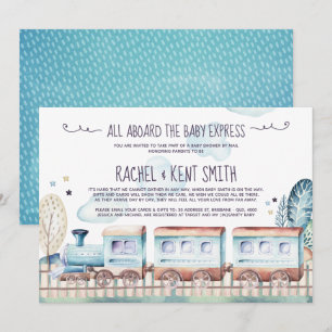 Waterverf Choo Choo Train Baby shower per post Kaart