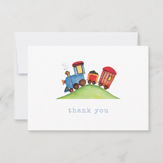 Waterverf Choo Choo Trein Verjaardag Bedankkaart (Voorkant)