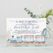 Waterverf Choo Train Baby shower Kaart (Staand voorkant)