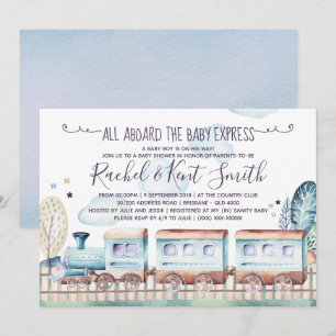 Waterverf Choo Train Baby shower Kaart