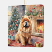 Waterverf Chow Chow - Xmas Scene Keramisch Ornament (Links)