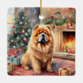 Waterverf Chow Chow - Xmas Scene Keramisch Ornament (Achterkant)
