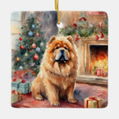 Waterverf Chow Chow - Xmas Scene Keramisch Ornament (Voorkant)