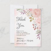 Waterverf Christelijk Blush Pink Floral Wedding Bedankkaart (Voorkant)