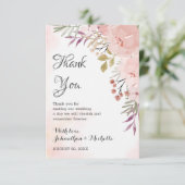Waterverf Christelijk Blush Pink Floral Wedding Bedankkaart (Staand voorkant)