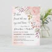 Waterverf Christelijk Blush Pink Floral Wedding Kaart (Staand voorkant)