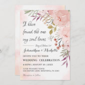 Waterverf Christelijk Blush Pink Floral Wedding Kaart (Voorkant / Achterkant)