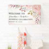 Waterverf Christelijk Blush Pink Floral Wedding Spandoek (Insitu)