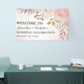 Waterverf Christelijk Blush Pink Floral Wedding Spandoek (Beurs)