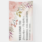 Waterverf Christelijk Blush Pink Floral Wedding Spandoek (Verticaal)