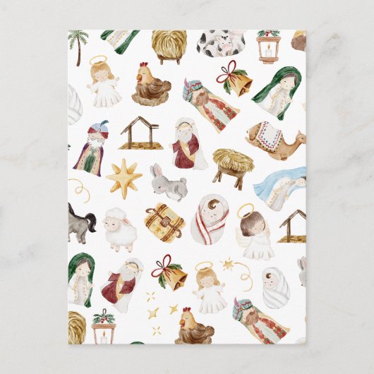 Waterverf Christelijke Kerstmis Geboorte Briefkaart (Voorkant)