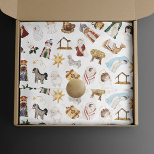 Waterverf Christelijke Kerstmis Geboorte Inpakpapier Vel