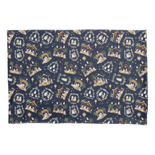 Waterverf Christelijke Kerstmis Geboorte Kussensloop (Voorkant)